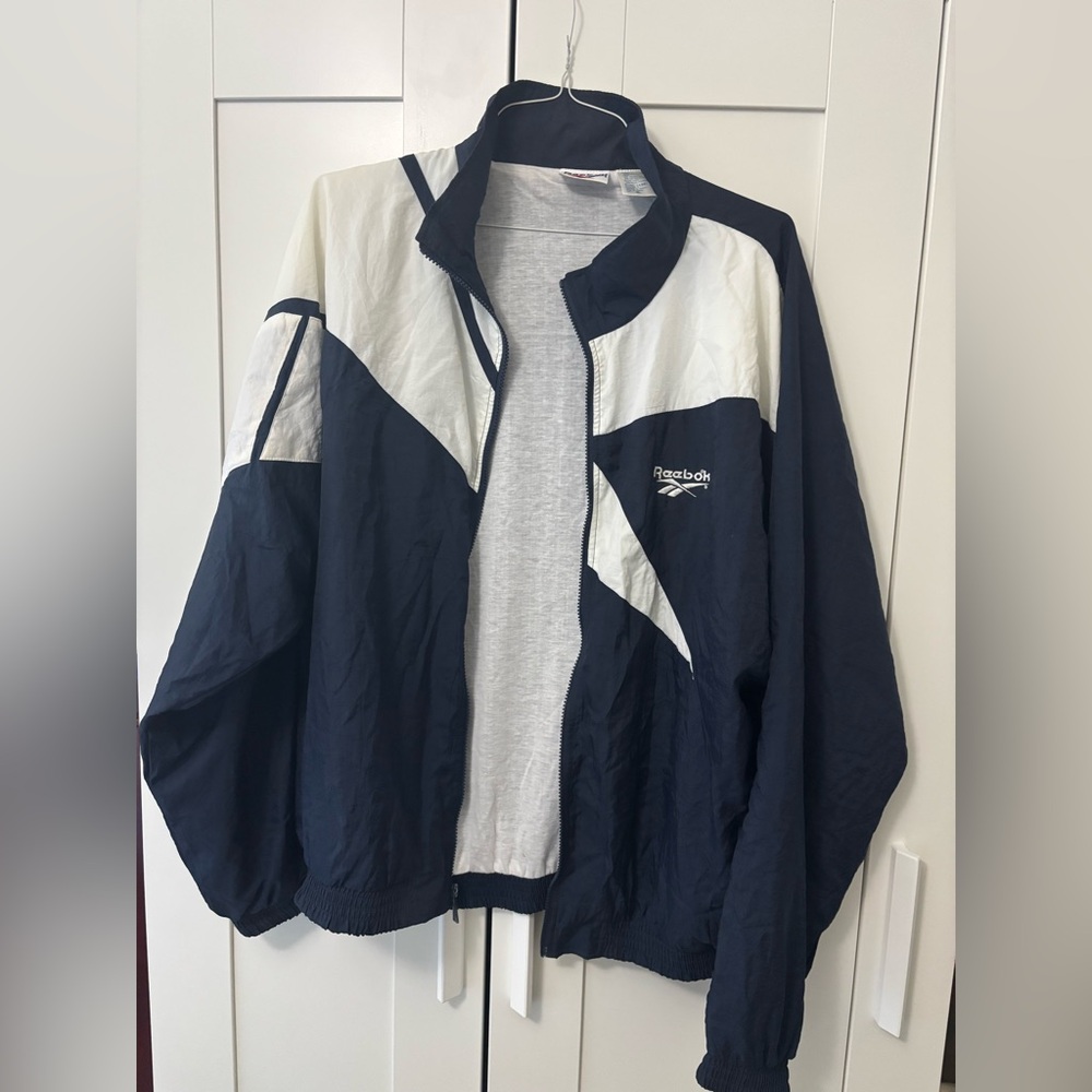 Reebok Navy and White Windbreaker Jacket & Pant Set